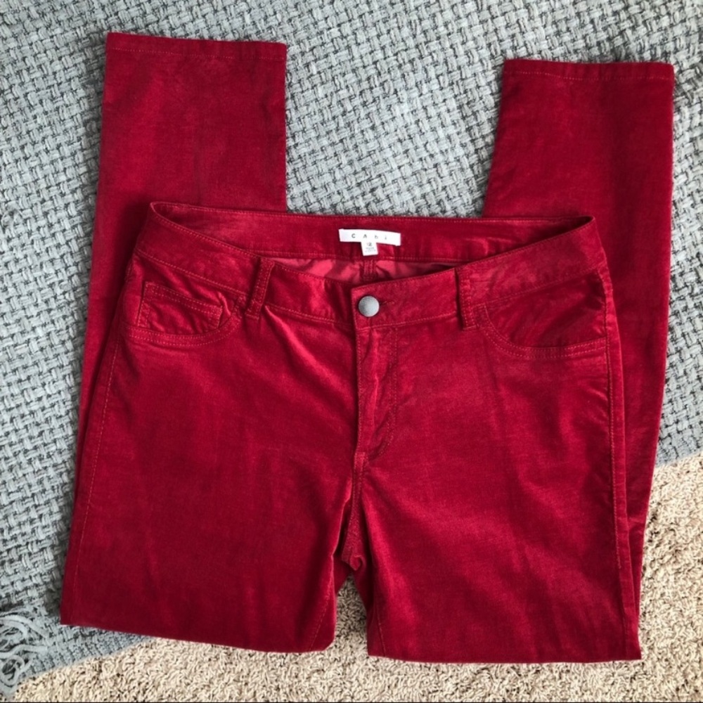 CAbi Women's Crimson Red Corduroy Straight Leg Corduroy Pants Size 10